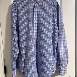 Vineyard Vines Light Blue Plaid Performance Button-Down Men's Shirt
